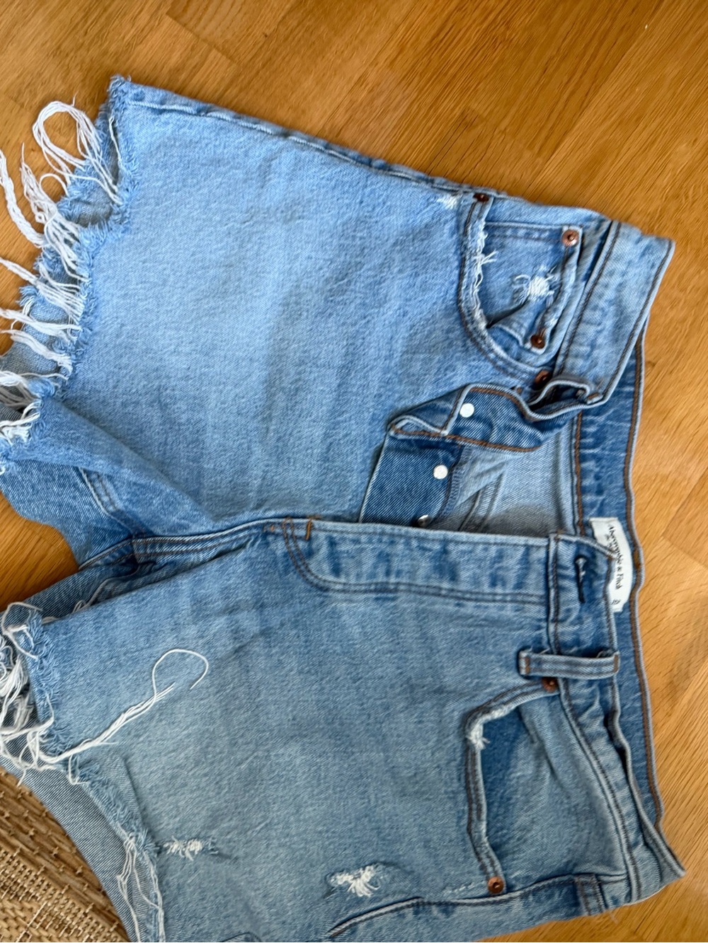 Abercrombie & Fitch Light Blue Distressed Boyfriend Jeans Shorts
